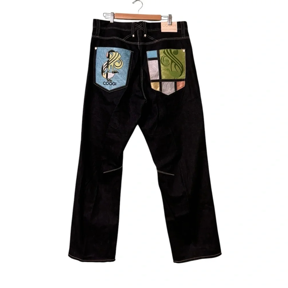 Coogi Y2K Mens Cyber Grunge Punk Embroidered Baggy Jeans Size 38/34 - Picture 2 of 10